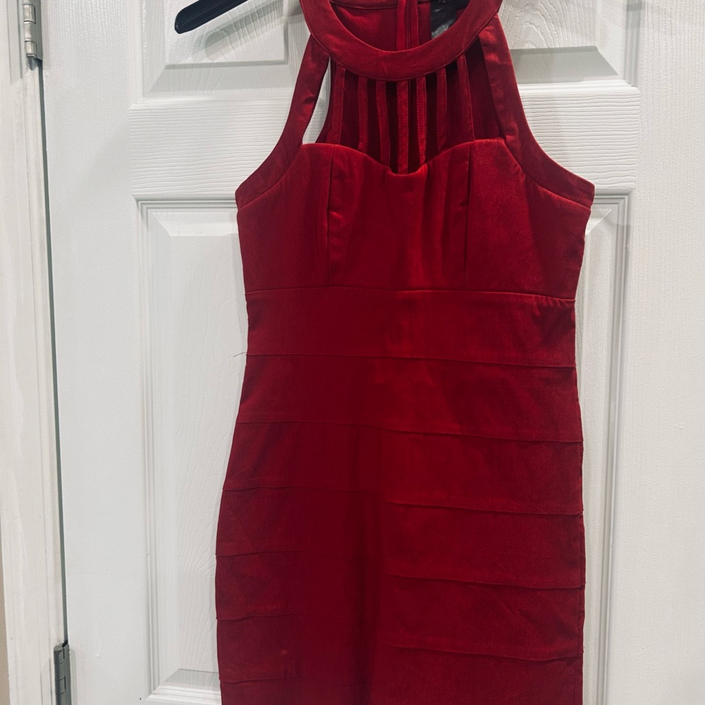 Elegant Red Halter Dress